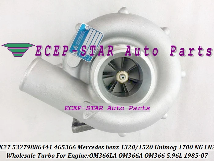 Турбокомпрессор K27 53279886441 53279706441 465366 1320 для Mercedes Benz Truck 1520 NG LN2 Unimog 1700 85 07 OM366LA