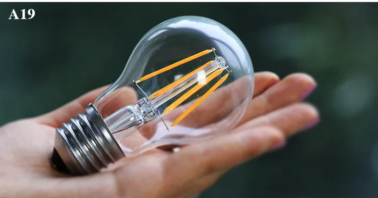 

50pcs/lot E27 Edison Bulb dimmable Filament LED Bulb Light 2w 4W 6w 8W A60 A19 led globe light 110V 230V