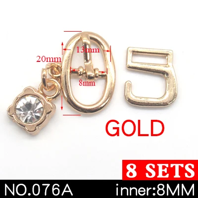 NO.076A 8mm8sets 8 комплектов, металлическая пряжка с 9 крючками для починки обуви, сумки, пряжки для ремней, украшения для обуви, аксессуары для шитья - Цвет: NO.076A 8mm8sets