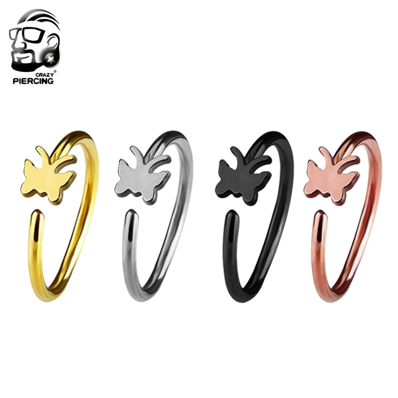 Кольцо бабочка для носа и перегородки из нержавеющей стали|piercing jewelry|ear spiralnipple ring |