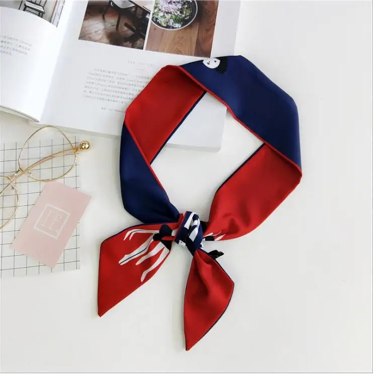 Синий шарф с оленями женский платок модная повязка на голову цветочным принтом