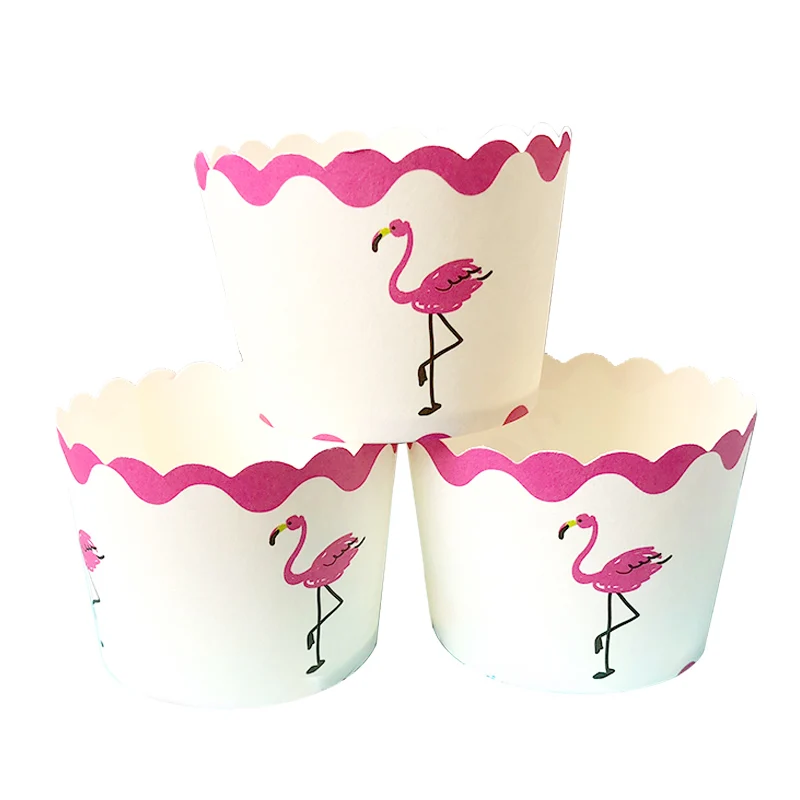 100 шт красный Фламинго Расслабляющая бамбуковая бумага для выпечки чашки кекса