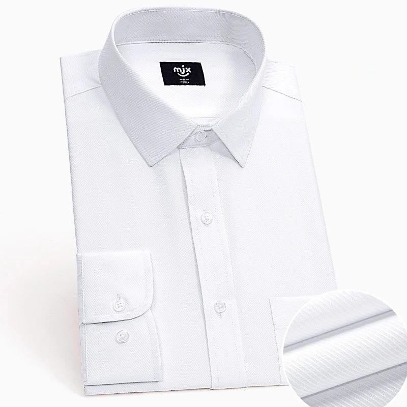 Мужская офисная рубашка с длинным рукавом приталенная из хлопка черного и белого