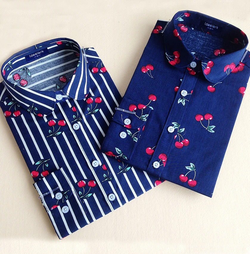 2017 цветочный отложной воротник хлопковая рубашка женская блузка женские блузки