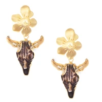 2pcs women earring imitation flower crystal bull head earring new arrival trendy drop earrings fashion insect jewelry wholesale