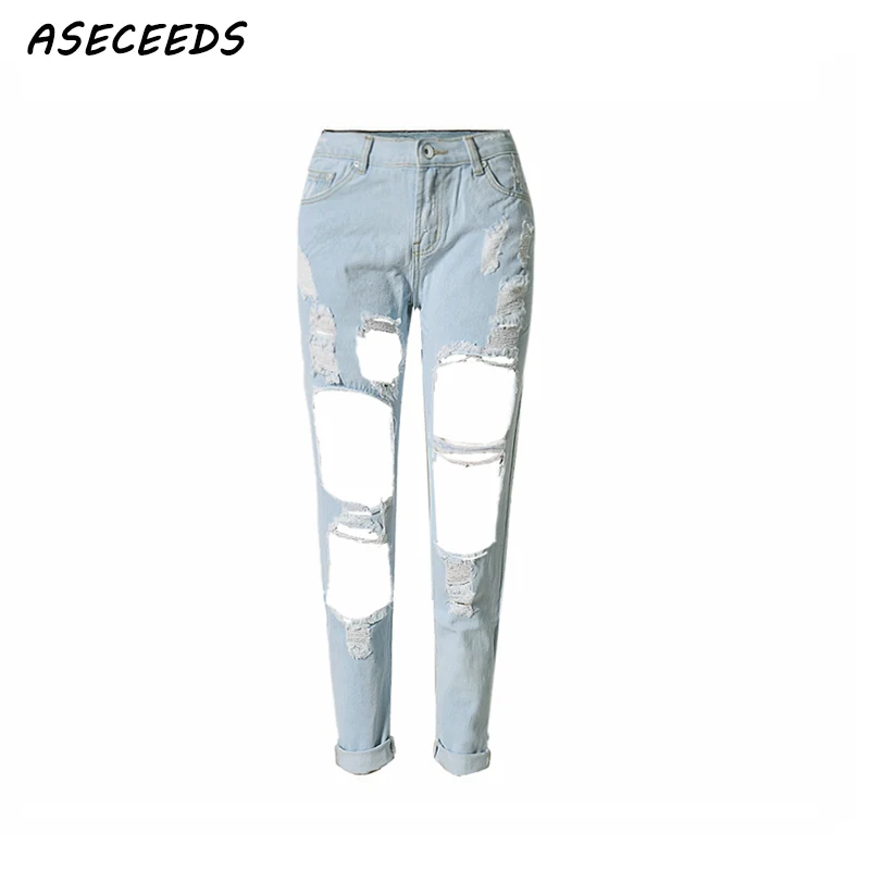 Белые рваные джинсы для женщин большие размеры Boyfriend Denim черные Джинсы Проблемные