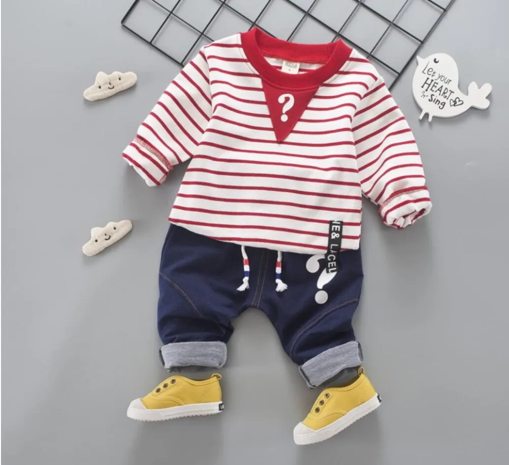 Autumn Winter Toddler Tracksuit Baby Boys Girls Clothing Sets Children Clothes Stripe Shirt Kids Cotton Pants 2 Pcs Sport Suits |