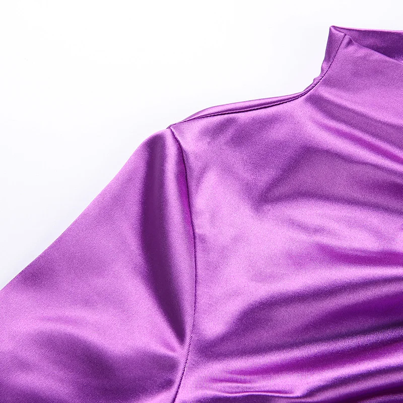Атлас Slik боди с высоким горлом для женщин Осень Bodycon средства ухода за кожей