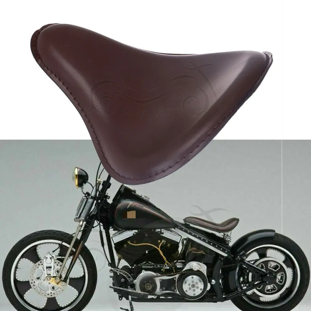 Мотоциклетная Коричневая кожа тонкий Solo Seat Driver Сидящая подушка для Harley Softail Sportster Bobber Chopper FXDB FXDWG FXDF