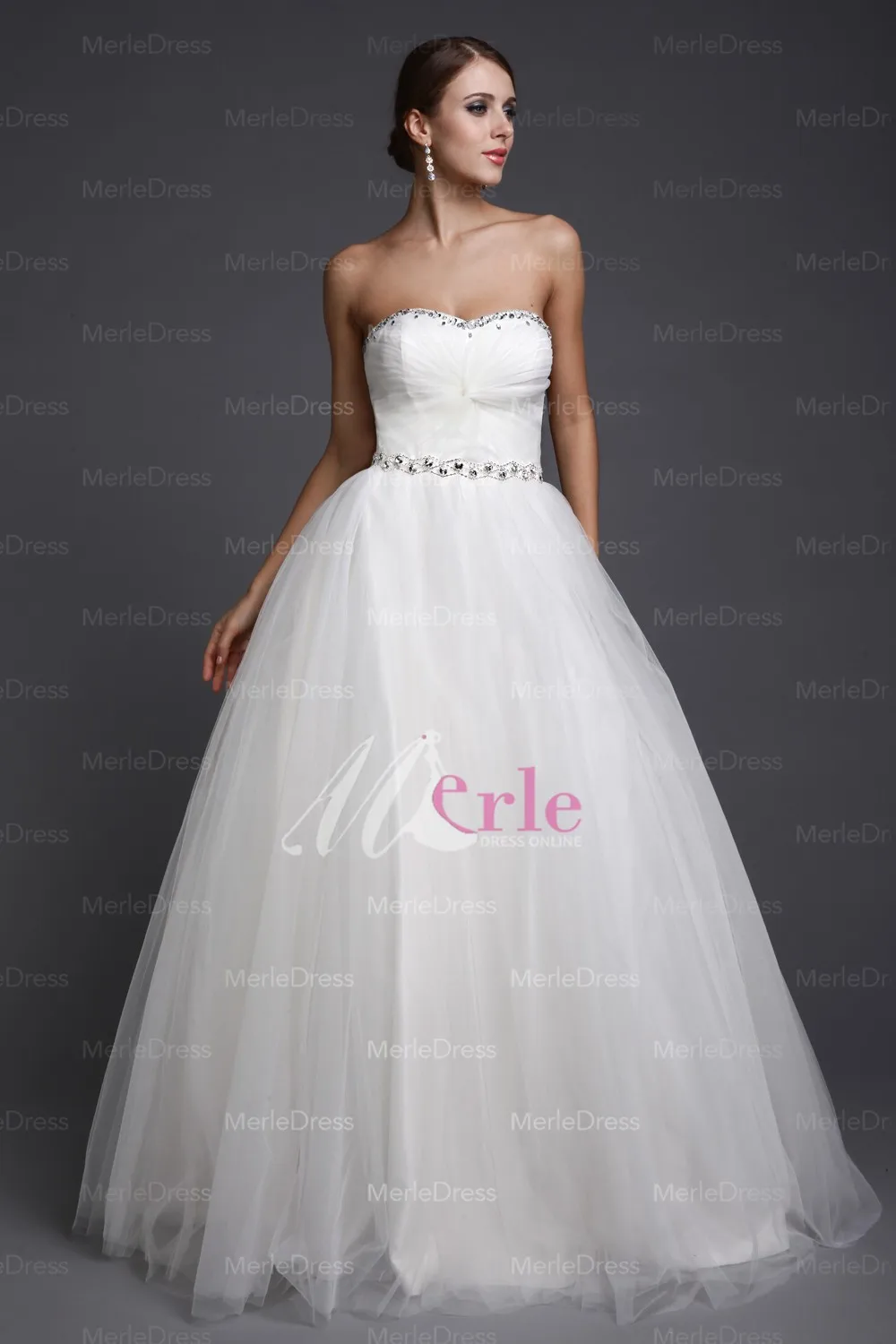 Мода 2015-Attractive A-Line / Princess милая рукавов длиной до пола длина бисероплетение чистая