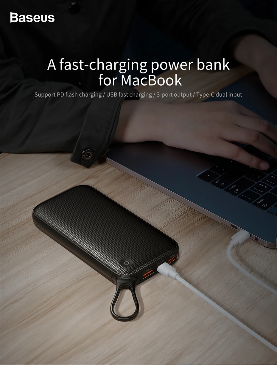 Baseus 20000 mAh Мощность банка для iPhone Xs Max XR 8 7 samsung S9 USB PD Быстрая зарядка+ двойной QC3.0 Быстрый Зарядное устройство Мощность банк MacBook