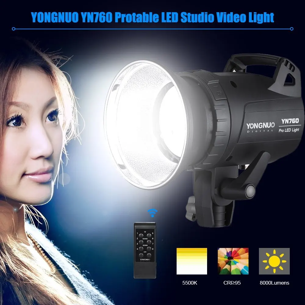 YONGNUO YN760 портативный светодиодный студийный светильник для фотосъемки с 5500K цветовой температурой и регулируемой яркостью для видеокамеры