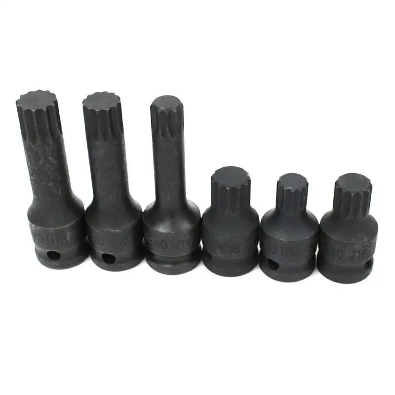 Mr Cartool 6 шт. 1/2 &quotдиск сплайн ударная головка Набор бит M14 M16 M18 с чехлом для хранения