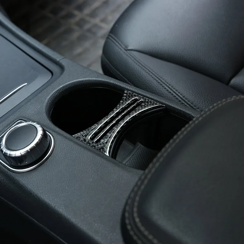 

Real Carbon Fiber Car Interior Cup Holder Frame Trim For Mercedes Benz CLA GLA A W176 W177 C117 Accessories