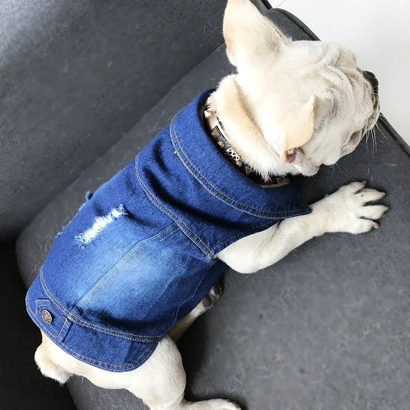 Коллекция 2018 года одежда для собак Hot Jeans джинсовый жилет маленьких летняя