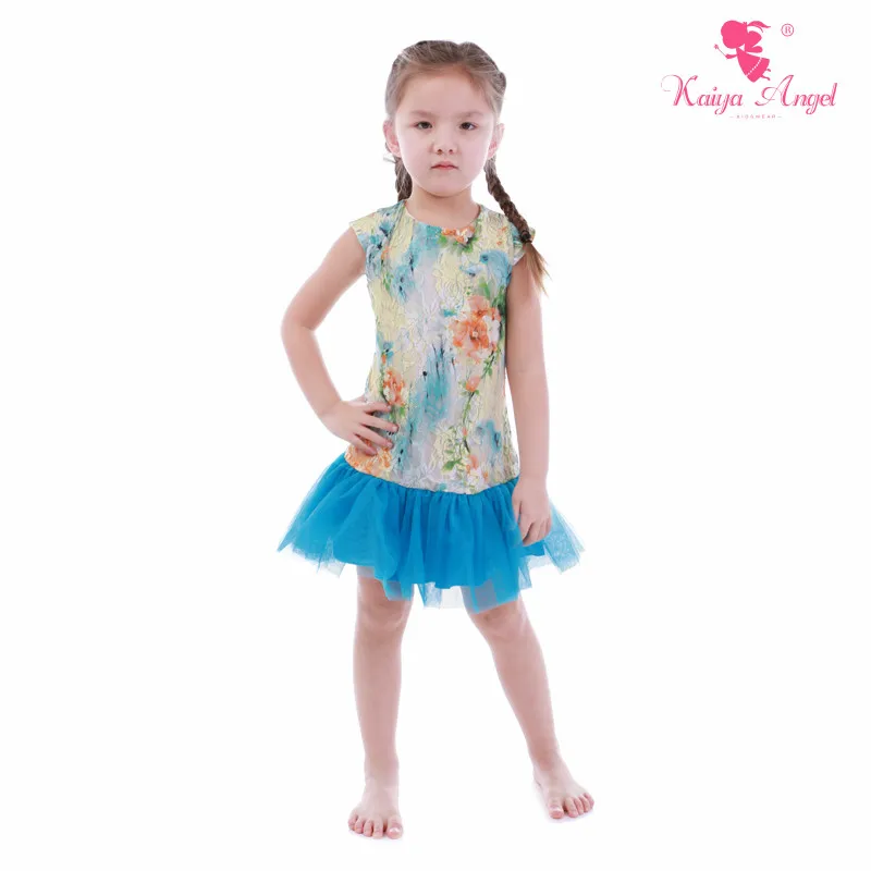 Kaiya Angel Fashion Baby Kids цветные кружевные голубые сетчатые платья для девочек дня