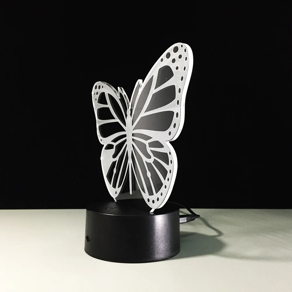 3d лампа с бабочкой светодиодная Ночная Usb питанием ночник аккумулятором