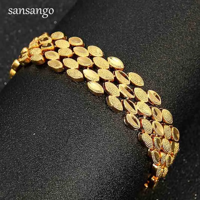 New Arrival Hip Hop 24K Golden Curb Link Chain Bracelet Male Jewelry For Men Women Luxury Bangle Party Gift Wholesale 18cm