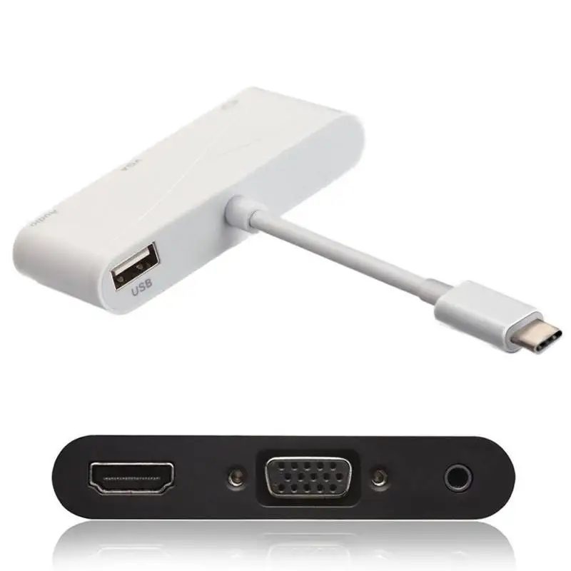 4K 1080P USB 3 0 порт совместим с MacBook Pro ChromeBook для Dell XPSUSB C type к HDMI VGA 5 мм аудио