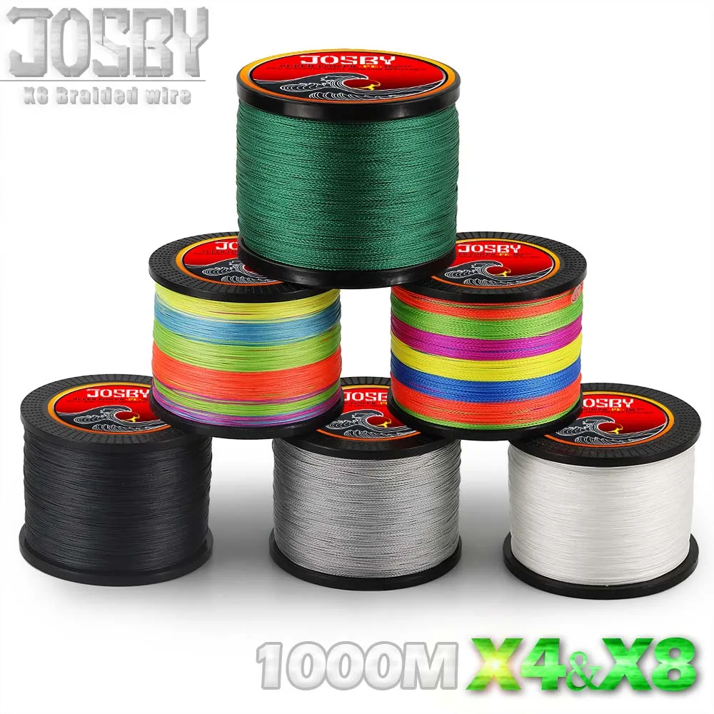 JOSBY 8 нитей 1000 м рыболовная плетеная леска прочный многонитный 8x проволока 15LBS-80LBS