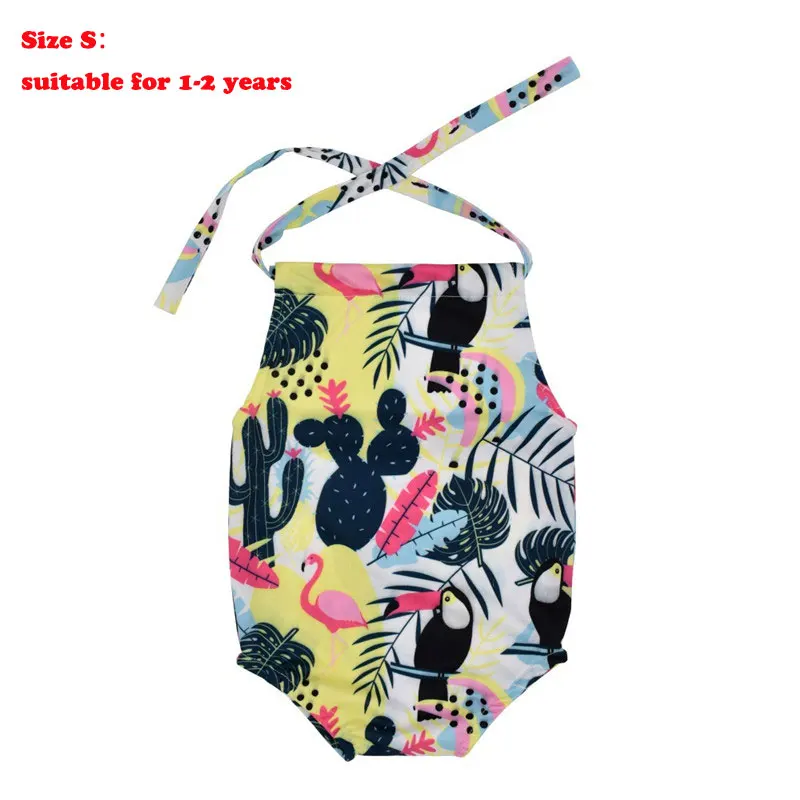S for 1-2 years 2 Милый детский купальный костюм для девочек, детский комбинезон, купальный костюм с 3D принтом для малышей, купальный костюм с лямкой на шее, детский пляжный купальник - Цвет: S for 1-2 years 2