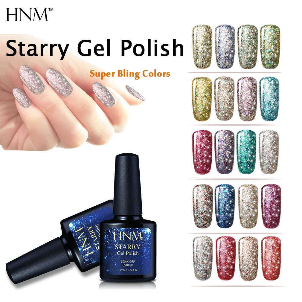 HNM 10 мл Stary Гель-лак для ногтей супер блестящий Цветной отмачиваемый