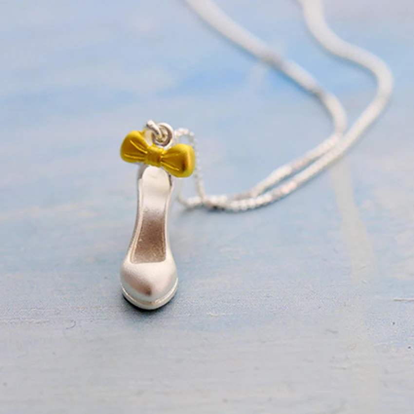 Kinitial бантом кулон Цепочки и ожерелья персонализированные на высоком каблуке