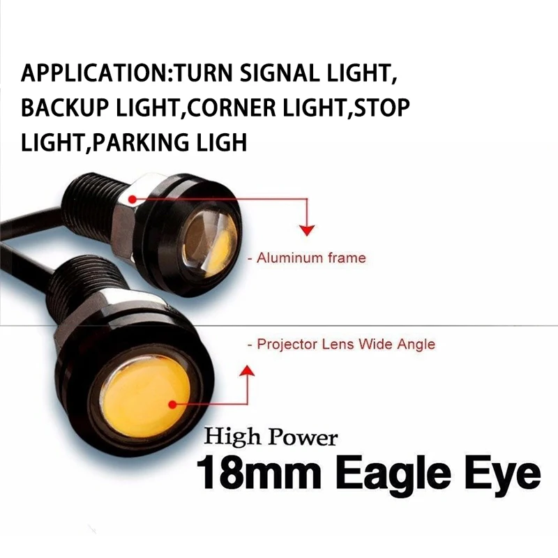 CARLitek 9 Вт DRL Янтарный Желтый светодиод для автомобиля Eagle Eyes 12 в 18 мм Поворотная