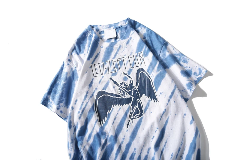 Темная икона светодиодная рок-футболка с коротким рукавом Tie Dye хип-хоп мужские футболки с круглым вырезом мужские футболки