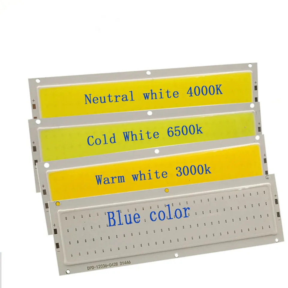 

20PCS /lot120x36mm 12V COB LED Light Source Chip 12W Bulb for DIY 12V Lighting Warm Nature Cool White Blue Panel Lamp 1000LM Wat