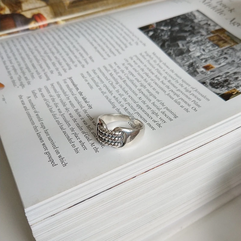 925 Sterling Silver Personality Woven Vintage Rings Adjustable Twist for Women Wedding Party Charms Fine Jewelry | Украшения и