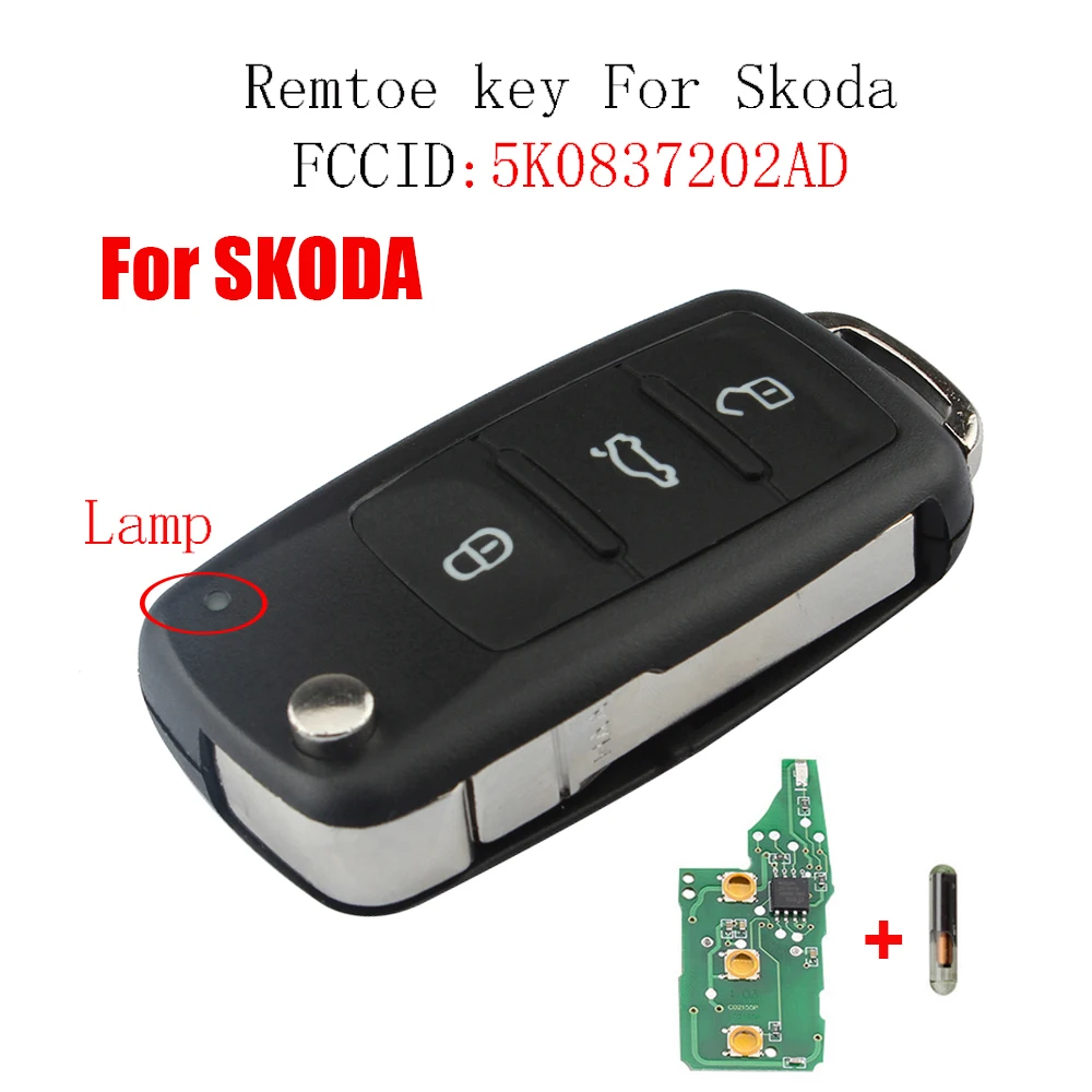 3 кнопки дистанционного ключа автомобиля для Skoda Fabia Superb Roomster 2002 2011 5K0 837 202 AD 202AD