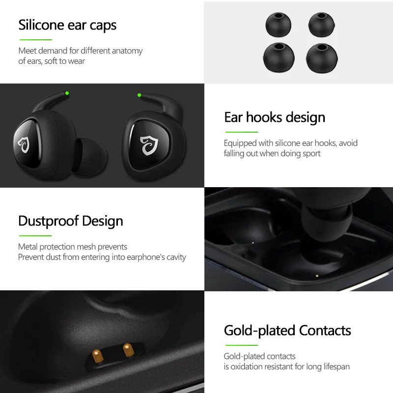 Azexi air60 Беспроводной Bluetooth наушники вкладыши сабвуфер стерео Наушники спортивные