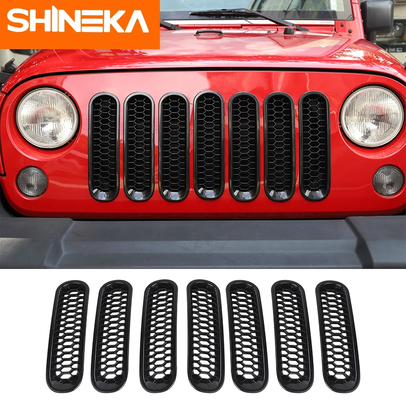 

SHINEKA Racing Grills for Jeep Wrangler JK 2007-2017 Honeycomb Front Grilles Mesh Grille Decoration Cover Stickers For Jeep JK