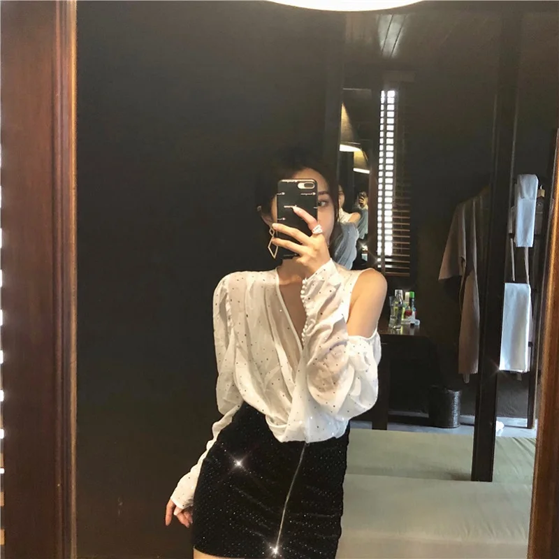 Harajuku пайетки на молнии черный Bodycon Карандаш Короткая юбка Высокая Талия мини