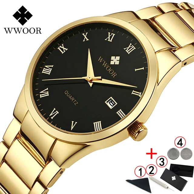 gold black with box Мужские часы люксовый бренд полностью черные наручные часы мужские часы лучший бренд Роскошные модные спортивные деловые часы - Цвет: gold black with box