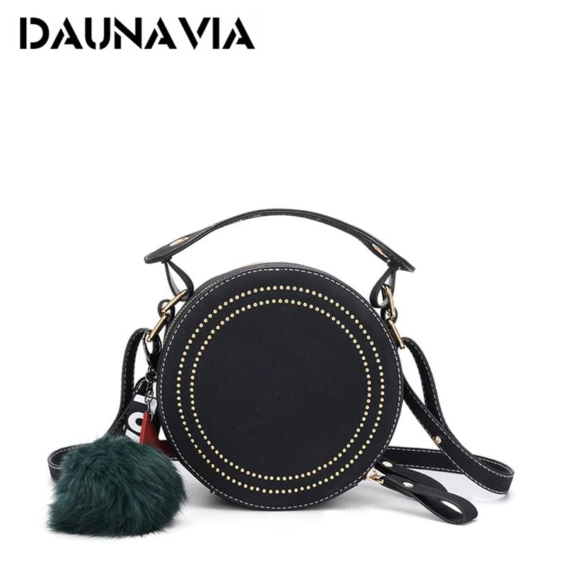 Женские круглые сумки Кроссбоди DAUNAVIA мессенджеры из искусственной кожи с