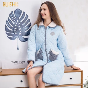 72811 blue J& Q Новые женские халаты теплые зимние бархатные+ хлопковые халаты стежка платье перчатка карман дизайн нагрудные кимоно толстые Брендовые женские халаты - Цвет: 72811 blue