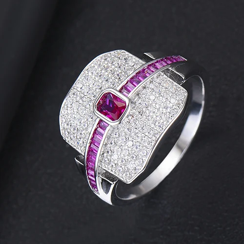 Ruby White Gold GODKI Monaco, дизайнерские Роскошные стекируемые кольца-чокер для женщин, свадебные с кубическим цирконом, обручальное, Дубай, американское свадебное кольцо на палец - Цвет основного камня: Ruby White Gold