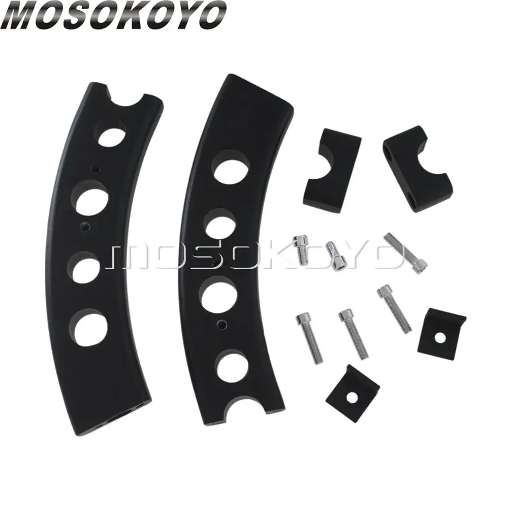 Black Хромированный руль для мотоцикла с 5 отверстиями 6," Rise Bar Mount для Suzuki Boulevard M109R 2006-2009 Черный - Цвет: Black