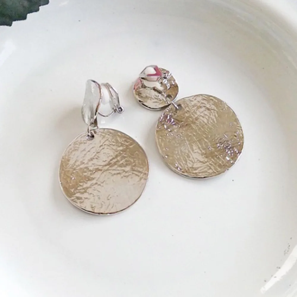 Chadestinty, золотые, серебряные серьги-клипсы, большие круглые серьги, без отверстия для ушей, металлические ювелирные изделия, простые серьги-манжеты для женщин, klipsy na uszy - Окраска металла: color 2