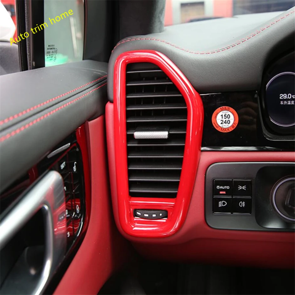 

Side Air Conditioning AC Outlet Vent Frame Cover Trim ABS Fit For Porsche Cayenne 2018 2019 2020 2021 Red / Carbon Fiber Look