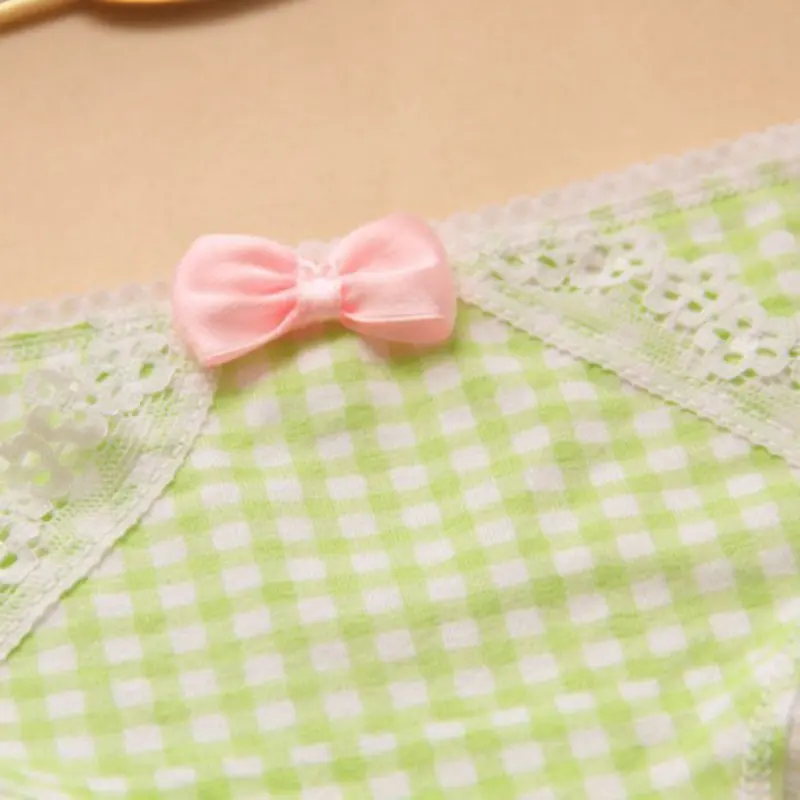 Женское нижнее белье хлопковые сексуальные кружевные трусики с бантом и принтом