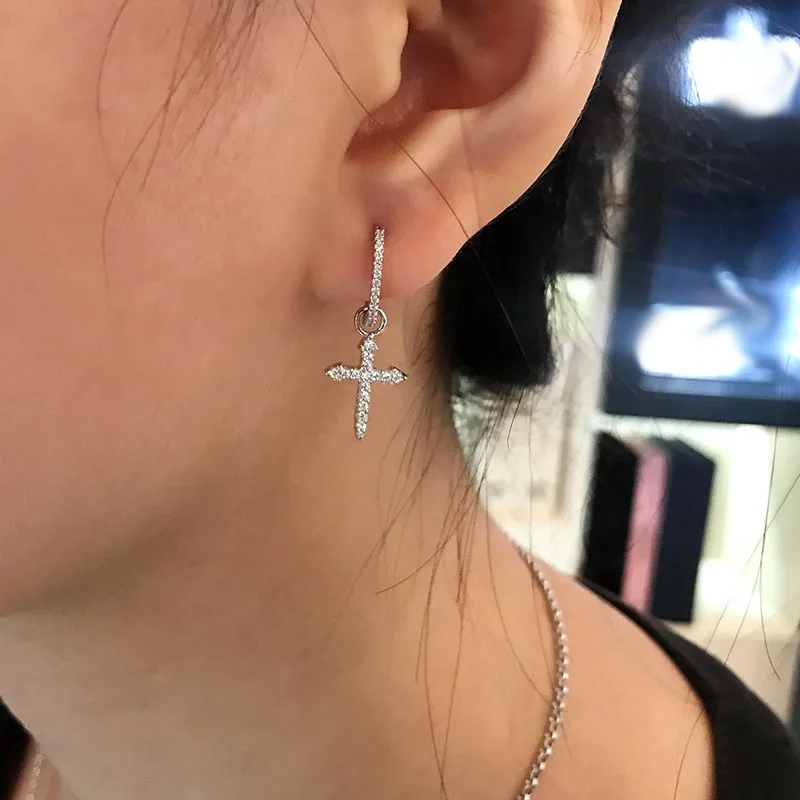 Женские асимметричные серьги из серебра 925 пробы с фианитом|Серьги-подвески| |