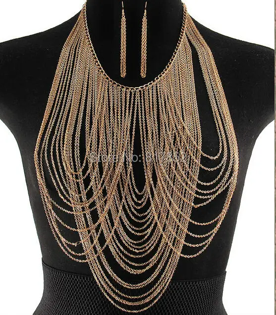 

New Style BY432 Women Fashion Gold Chains Scarf Chains Layers Body Jewelry 3 Colors