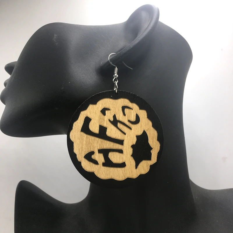 Деревянные серьги с гравировкой в стиле афро|afro wooden earrings|wooden earringswooden afro earrings |