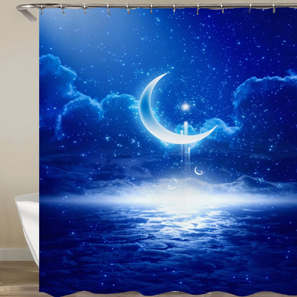 Space Pattern Shower Curtain Polyester Fabric Galaxy Stars Universe Starry sky Design Waterproof Bathroom High Quality | Дом и сад