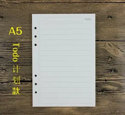 A5 Todo A5/A6 черная и Wahite спираль блокнот наполнитель бумага для Filofax Диарио планировщик внутренние страницы сменного переплета книжная бумага - Цвет: A5 Todo
