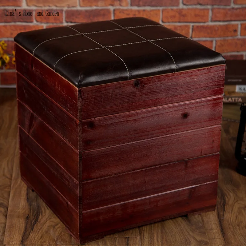 hand made antique cushion wooden vintage storage stool | Мебель
