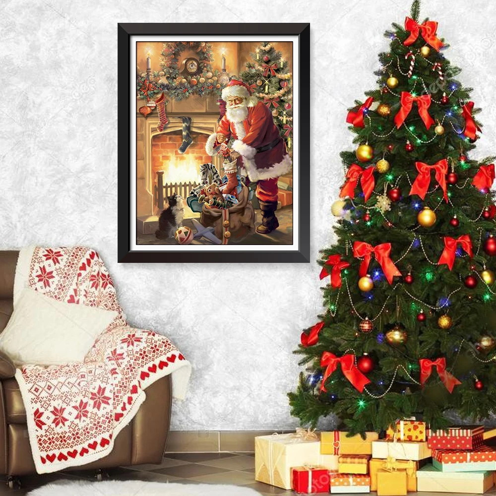 New Year Holiday decor Christmas wall X-mas Wall Art Painting Santa Decor Poster | Дом и сад